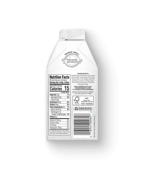 Dairy-Free French Vanilla Oat Milk Creamer, 16oz Carton - Nutrition Facts